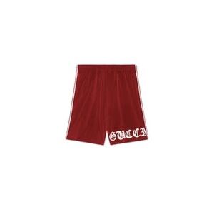 Gucci 2017 Men’s Red Velour Shorts with White Script Logo